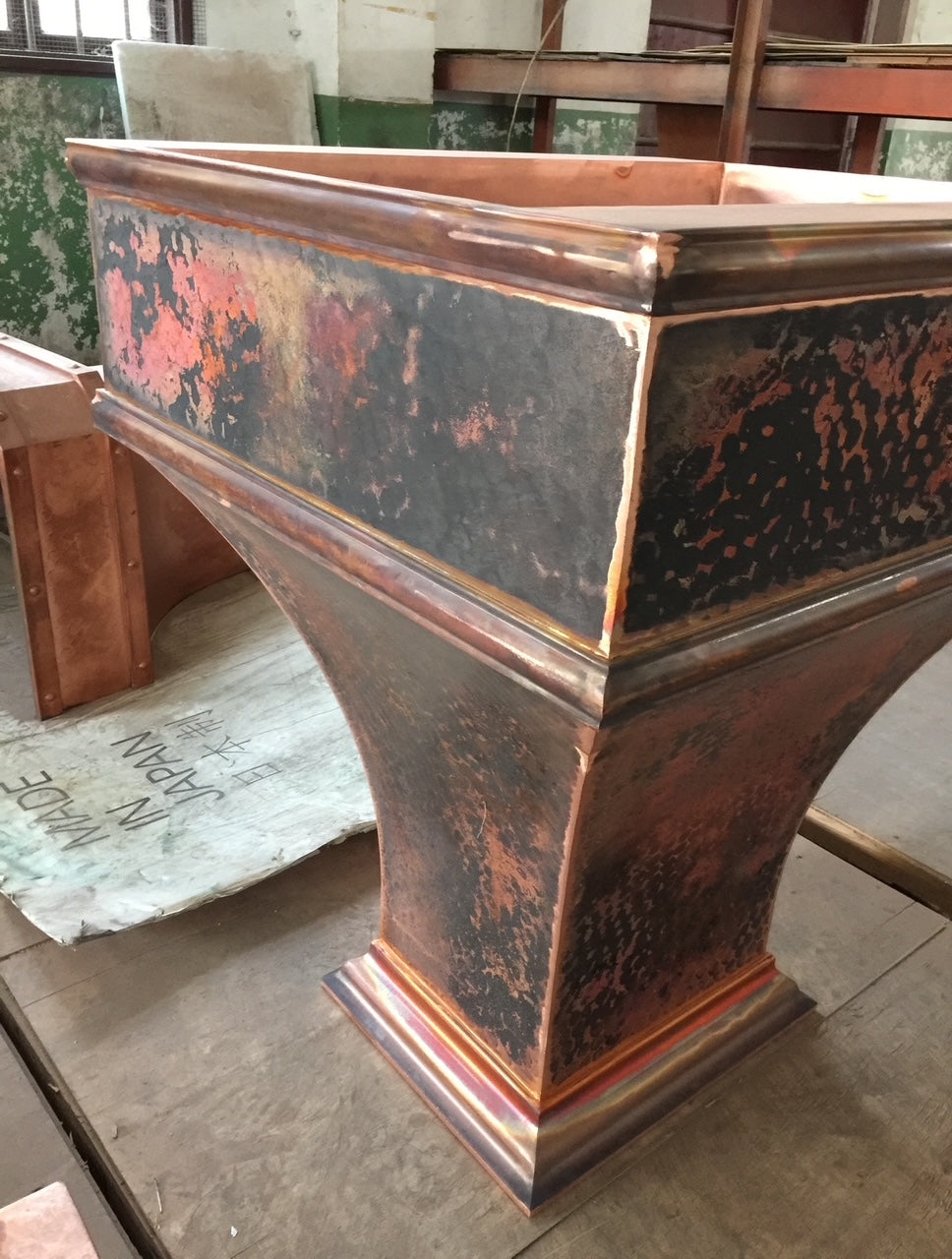 Rustic copper range hoods often have imperfections